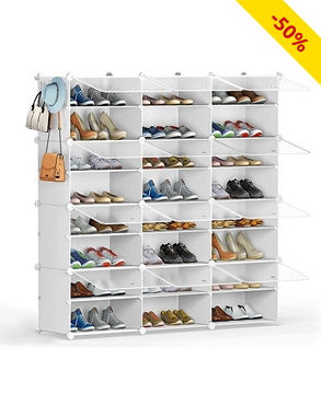 Schuhschrank, B 127 x H 126 x T 32 cm, 48 Paar Schuhe, weiss