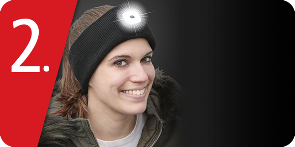 Stirnband mit LED, schwarz