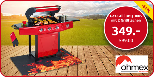 Gas-Grill BBQ 3005 von Ohmex mit 2 Grillflächen