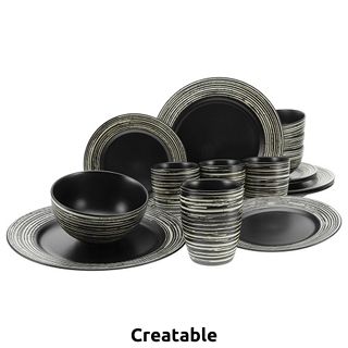Creatable Kombiservice «La Gomera negra», 16-teilig, schwarz