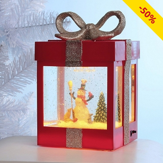 Dekoration «Geschenkbox», LED-Licht, rot