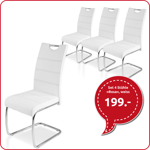 Set 4 Stühle «Rosa», weiss