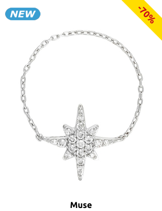 MUSE Kettenring «Star», Diamanten/Weissgold