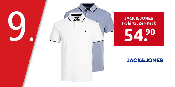 JACK & JONES T-Shirts, 2er-Pack, weiss/blau