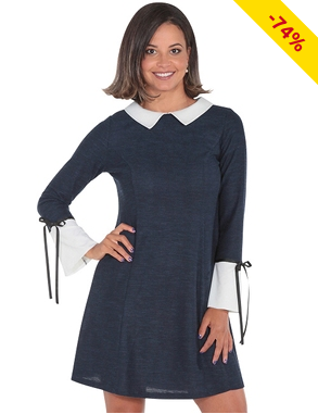Kleid mit uni Details, navy