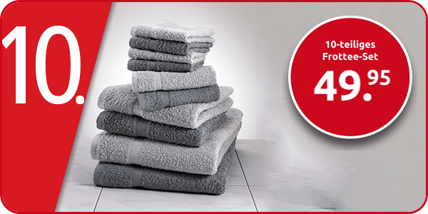 10-teiliges Frottee-Set, superflauschig, grau/anthrazit