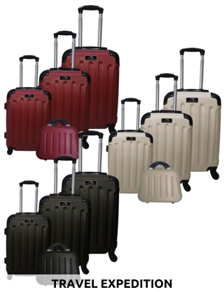 TRAVEL EXPEDITION Kofferset «Star», 4-teilig, H 57/67/77 cm, light, rot