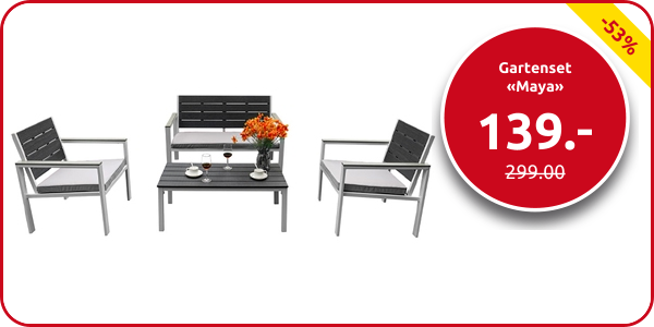 Gartenset «Maya», 4-teilig, weiss/grau