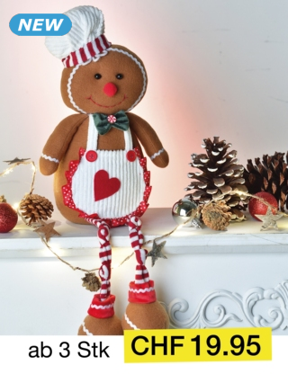 Lebkuchenfigur «Gingerbread», beschwert, H 42 cm
