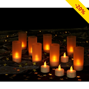 LED-Kerzen mit Ladegerät, 12 Stück