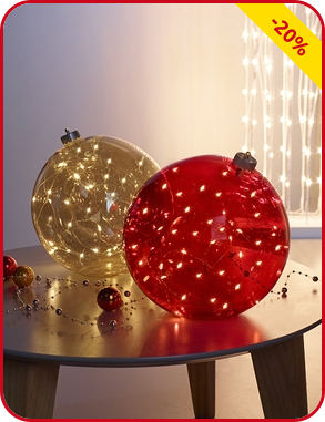 2-er Set LED-Glaskugeln, Ø 20 cm