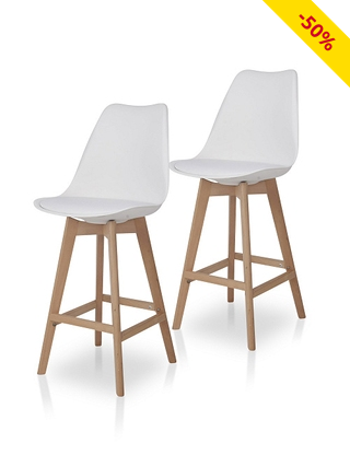 Barhocker «Moon», 2er-Set, weiss