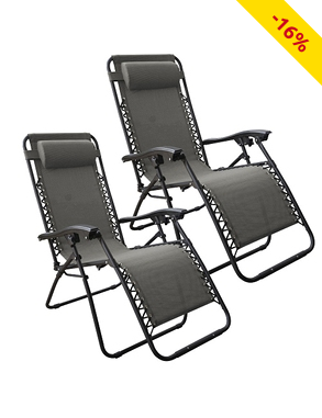 Relax-Stuhl «Charly», 2 Stück,  B 110 x H 45 x T 90 cm, grau