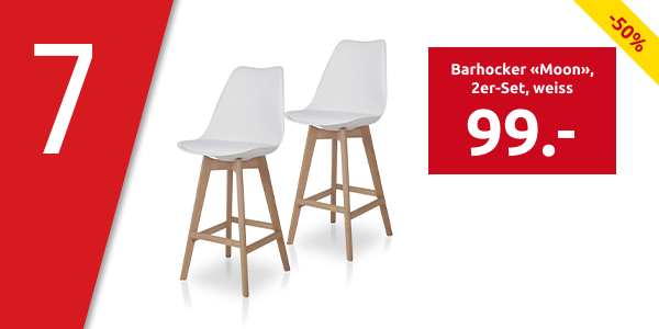 Barhocker «Moon», 2er-Set, weiss