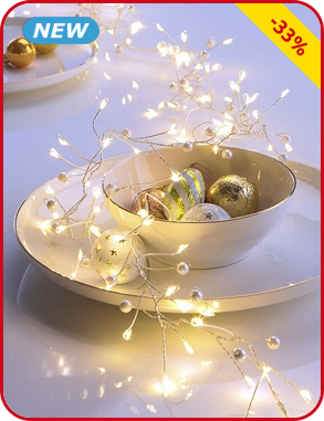 Leuchtgirlande, 100 LEDs, mit Perlen