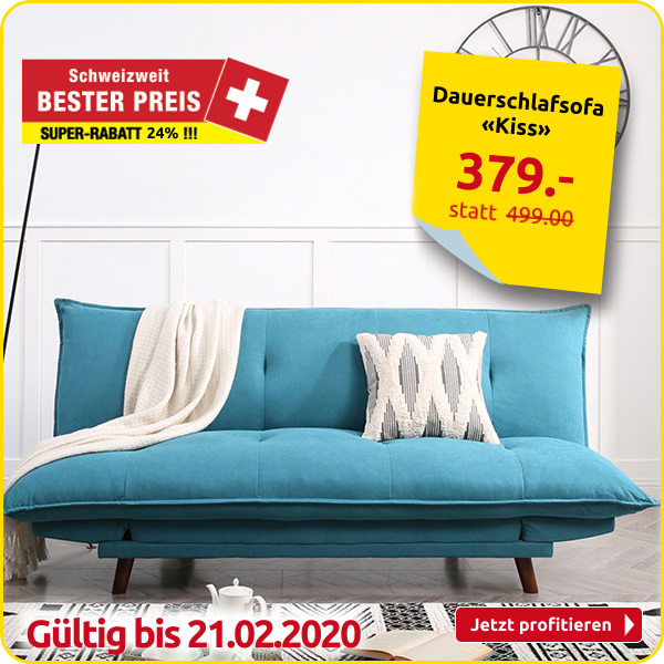 Dauerschlafsofa «Kiss», Stoffbezug türkis