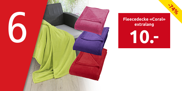 Fleecedecke «Coral» extralang, 220 x 240 cm, rot