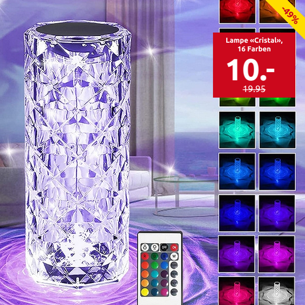 Lampe «Cristal», 16 Farben, H 19,5 cm