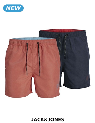 JACK&JONES Badeshorts, 2er-Pack, rot/blau
