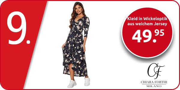 Chiara Forthi Kleid in Wickeloptik aus weichem Jersey, marine geblümt