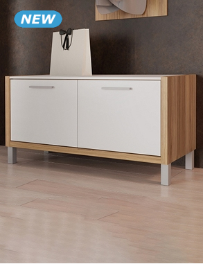 Eingangsbank «Lisa», L 96 x H 50 x T 41,5 cm, Dekor eiche/weiss