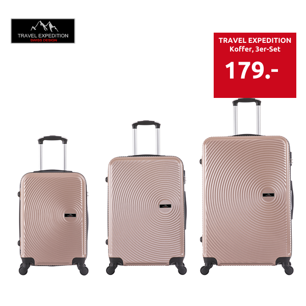 TRAVEL EXPEDITION Koffer «Ibiza», 3er-Set, rosa gold