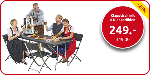 Klapptisch mit 6 Klappstühlen «Fiesta»