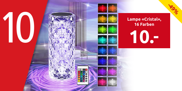 Lampe «Cristal», 16 Farben, H 19,5 cm