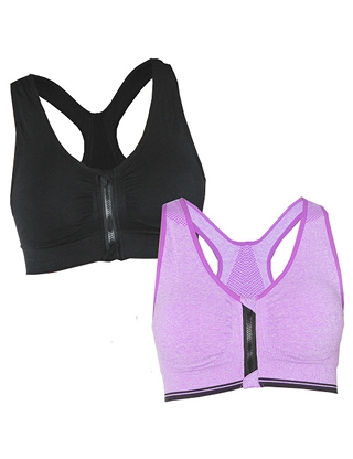 2er-Pack Sport-BH, schwarz + rosa