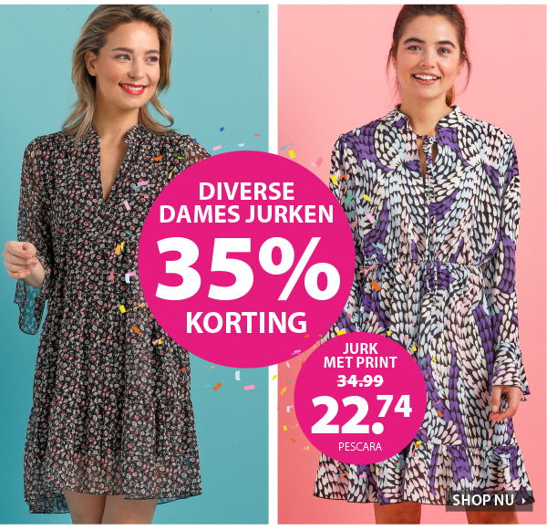 Diverse damesjurken nu met 35% korting!