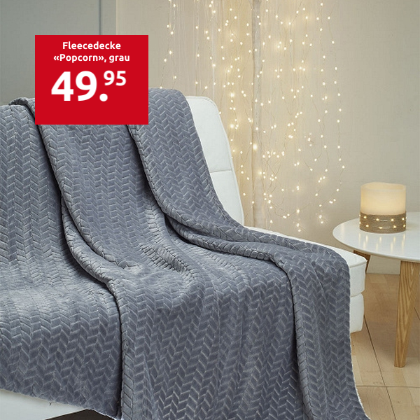 Fleecedecke «Popcorn», grau
