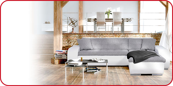 Ecksofa «Palermo», weiss/grau