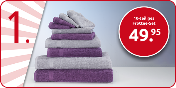 10-teiliges Frottee-Set, superflauschig, violett/grau