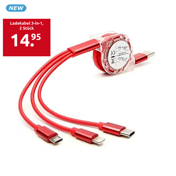 Ladekabel 3-in-1, 2 Stück