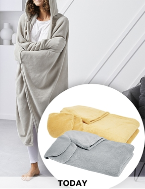 TODAY Fleecedecke mit Kapuze und Handschuhen, 165 x 115 cm, beige