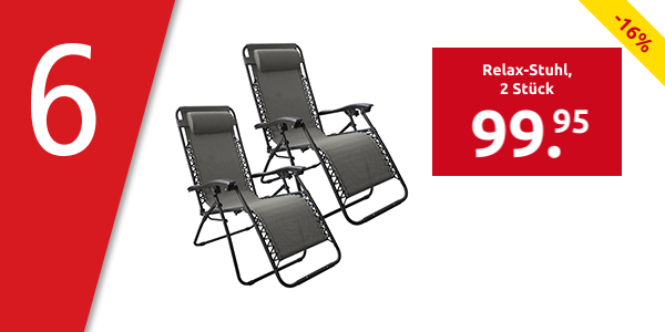 Relax-Stuhl «Charly», 2 Stück,  B 110 x H 45 x T 90 cm, grau