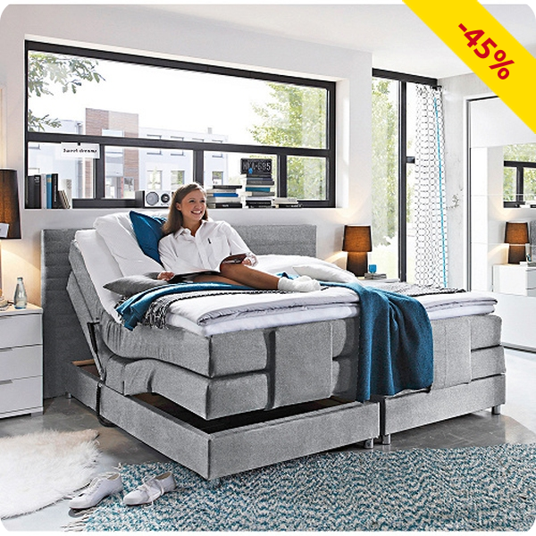 Elektrisches Boxspringbett «Elisande» grau, 160 x 200 cm