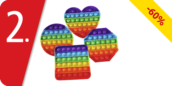 Stressabbau «Bubble Pop It», 4er-Set Quadrat/Herz/Kreis/Hexagon