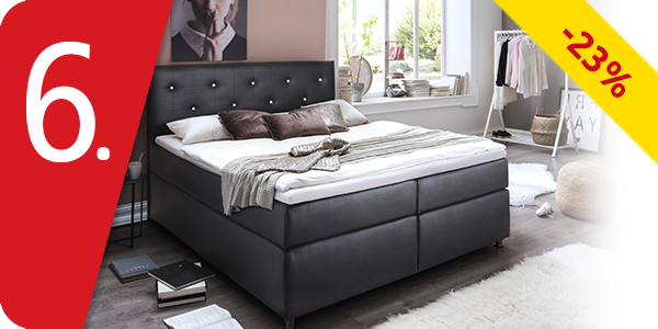Boxspringbett «Crystal», weiche Matratze, 180 x 200 cm, schwarz