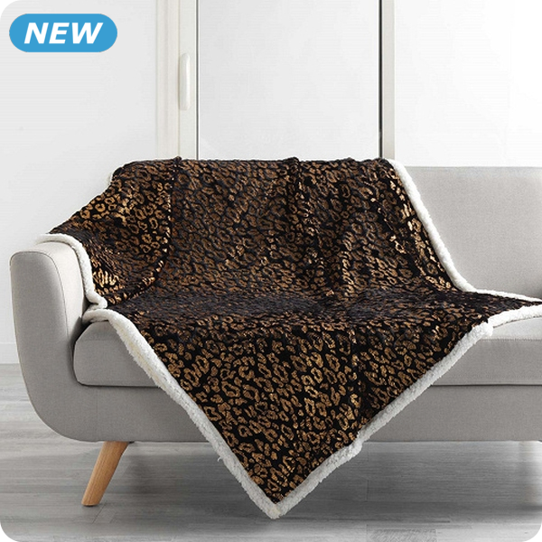 Fleecedecke «Safari», gold/schwarz, 125 x 150 cm