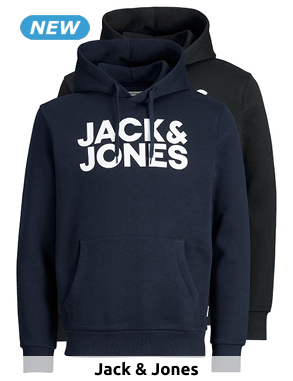 JACK&JONES Herren-Hoodies «Essentials», 2er-Pack, schwarz/navy