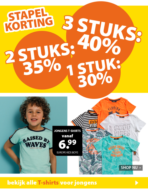 Stapel je jongens T-shirts tot 40% korting!