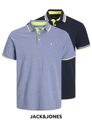 JACK&JONES Polohemden «Paulo», 2er-Pack, schwarz/blau