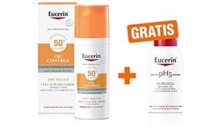 zu Eucerin Sun Oil Control Face LSF 50+ + gratis pH5 empfndliche Haut Duschgel 50 ml