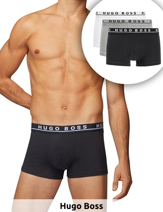 HUGO BOSS Boxer, 3er-Pack, schwarz/weiss/grau