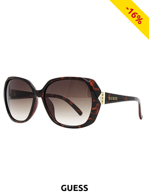 GUESS Damensonnenbrille mit goldfarbenem Dekor, braun
