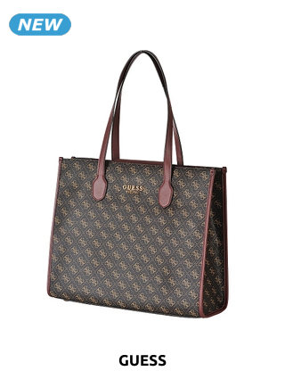 GUESS Handtasche «Silvana Tote», mit Allover-Logo, braun