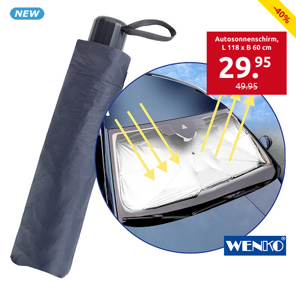 WENKO Autosonnenschirm, L 118 x B 60 cm