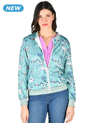 Jacke im Bomberstyle, grün bedruckt