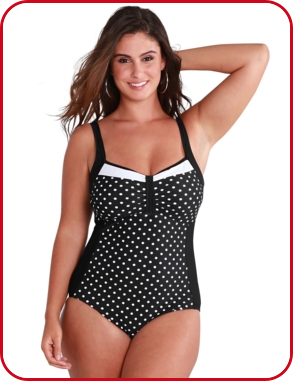 Formender Einteiler mit Kontrastbande, schwarz/weiss gepunktet